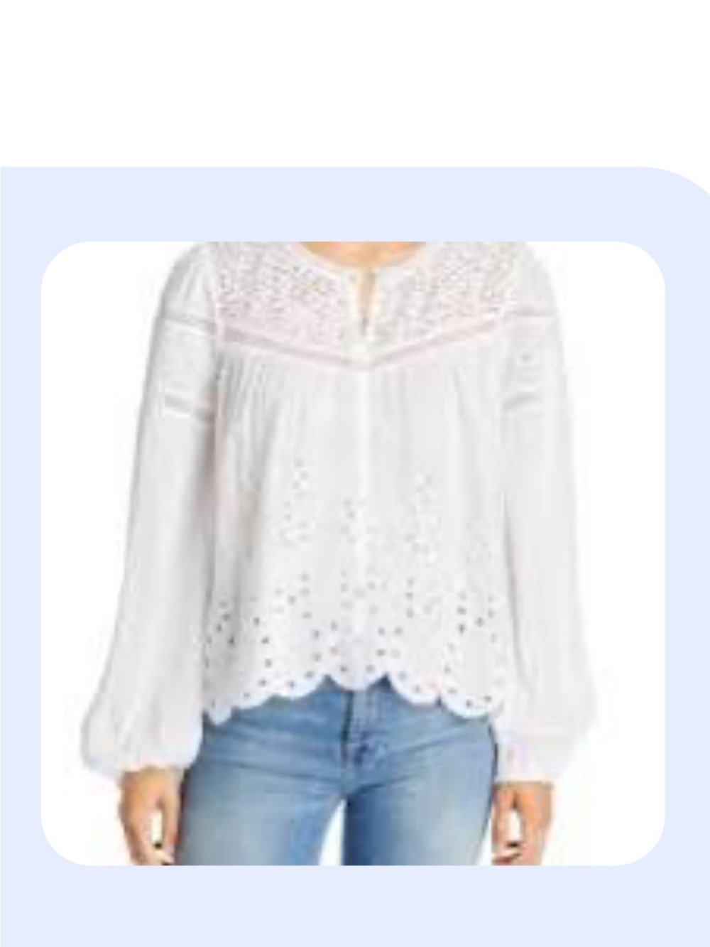 LoveShackFancy White Eyelet Button-Front Blouse - Picture 4 of 7
